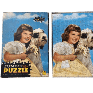 Puzzel vintage meisje met hond