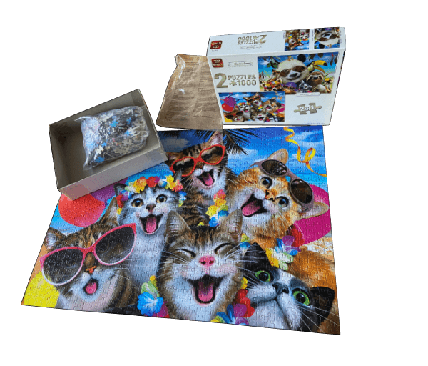 Puzzel 2 in 1: Lachende dieren 2 x 1000 stukjes - Afbeelding 4