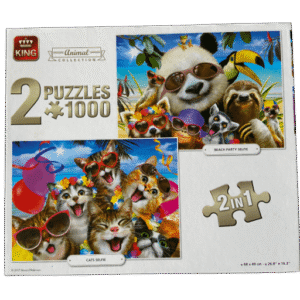 Puzzel 2 in 1: Lachende dieren 2 x 1000 stukjes