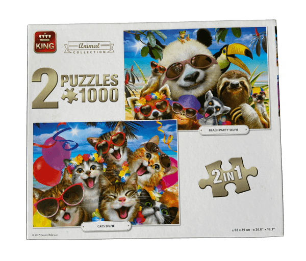 Puzzel 2 in 1: Lachende dieren 2 x 1000 stukjes
