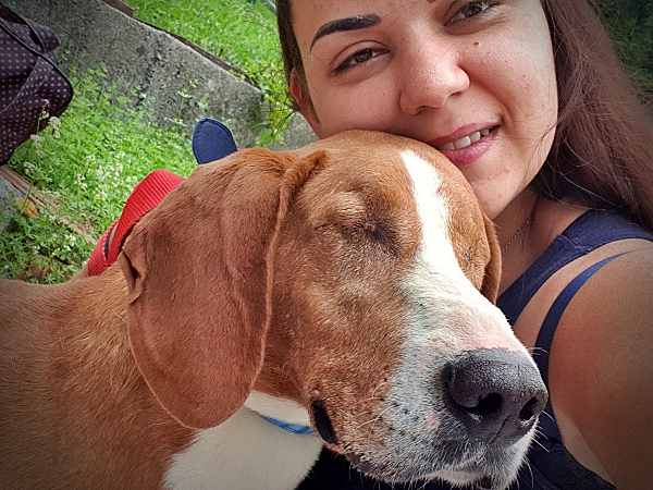 Edina met blinde hond