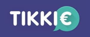 TIKKI€ logo on purple background with a teal speech bubble containing a euro symbol.